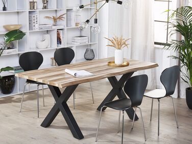 Extending Dining Table 140/180 x 90 cm Light Wood and Black BRONSON
