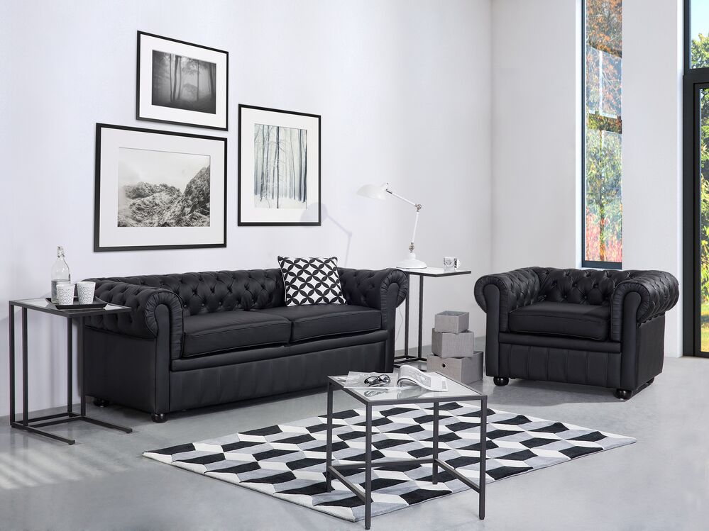 Leather Living Room Set Black, Black Couch Living Room Set