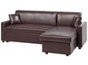 Left Hand Faux Leather Corner Sofa Bed with Storage Dark Brown OGNA_780178
