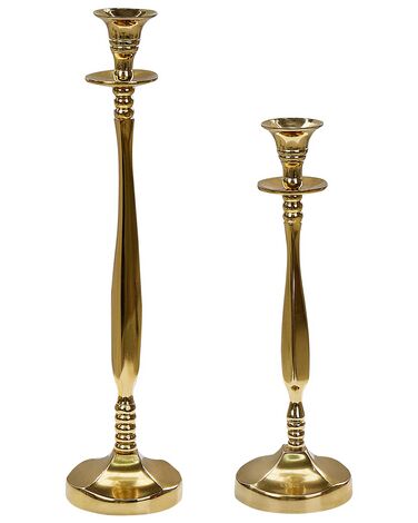Set of 2 Metal Candelsticks Gold TIRAH