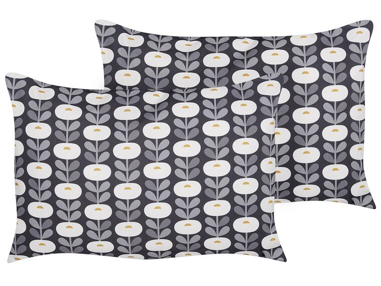 Set of 2 Outdoor Cushions Geometric Pattern 40 x 60 cm Grey VALSORDA_881477