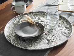 Koristetarjotin metalli hopea ⌀ 49 cm KITNOS Koristetarjotin metalli hopea ⌀ 49 cm KITNOS