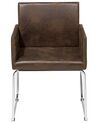 Conjunto de 2 sillas de comedor de poliéster marrón oscuro/plateado GOMEZ_682352
