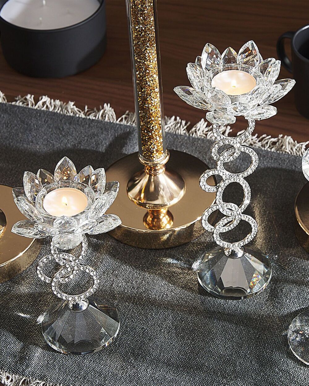 Kerzenständer Glas / Metall silber 25 cm OVIEDO