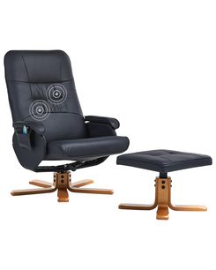 Hierontatuoli jalkatuella keinonahka musta RELAXPRO