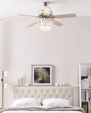 Crystal Ceiling Fan with Light Silver HUAI