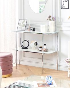 Konsolipöytä teräs marmorikuvio valkoinen/hopea CALVERT