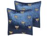 Set di 2 cuscini velluto azzurro e oro 45 x 45 cm BLUESTEM_892697