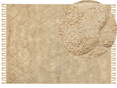 Teppich Baumwolle sandbeige 160 x 230 cm geometrisches Muster Kurzflor SANLIURFA