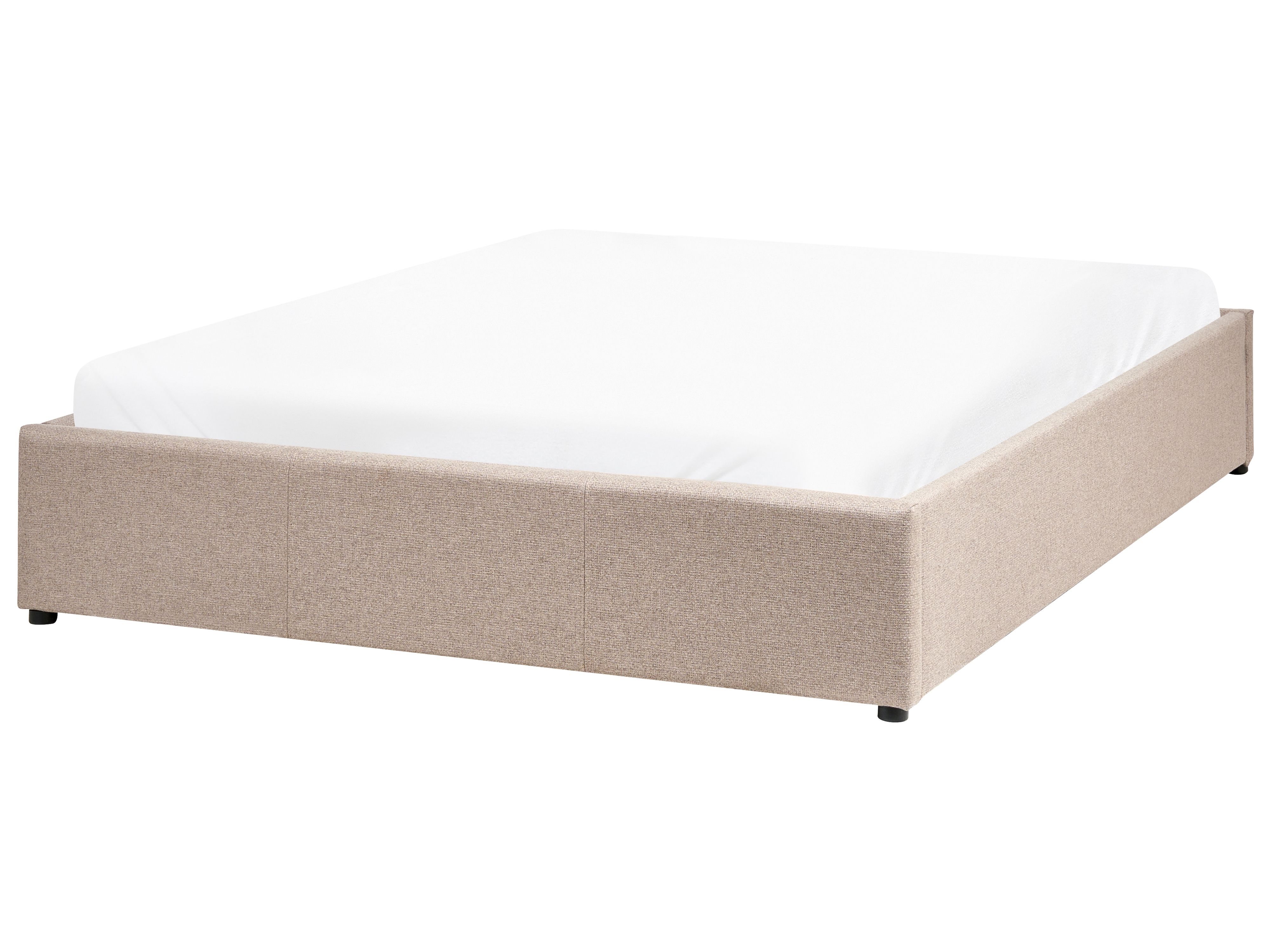 Łóżko z pojemnikiem tapicerowane 140 x 200 cm beżowe DINAN