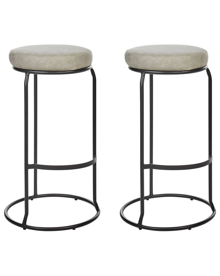 Set of 2 Faux Leather Bar Stools Grey MILROY_915983