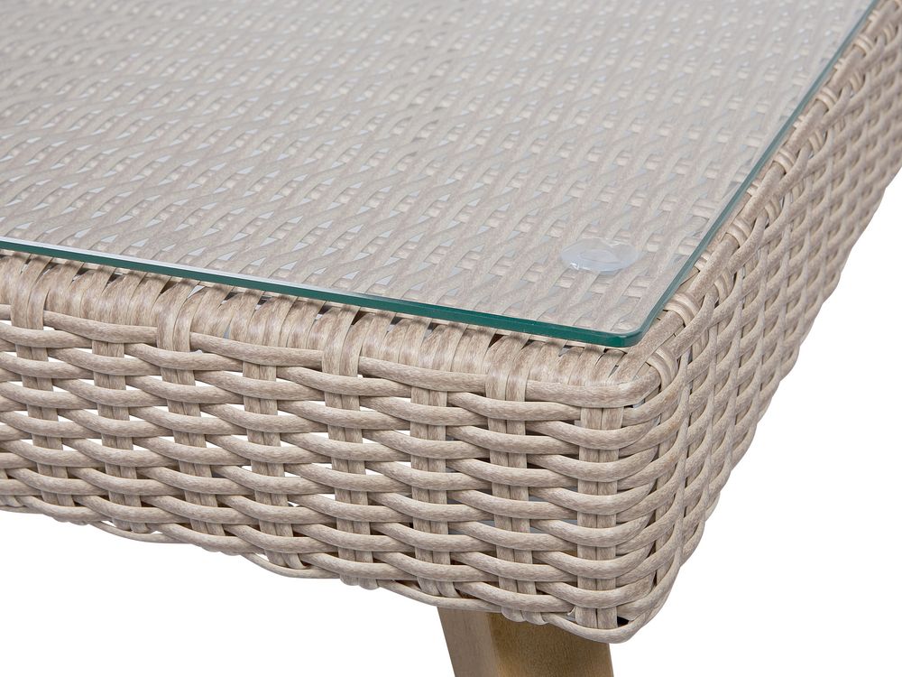 Lounge Set Rattan braun 4-Sitzer Auflagen grau VITTORIA | Beliani.ch