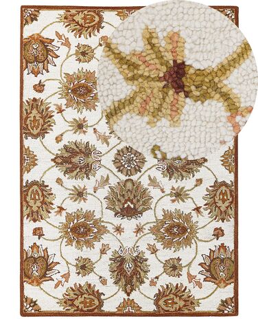 Teppich Wolle beige / braun 160 x 130 cm Kurzflor EZINE