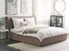 Łóżko z pojemnikiem tapicerowane 180 x 200 cm beżowoszare MOISSAC_873934
