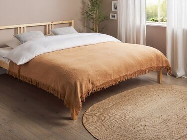 Cotton Bedspread 150 x 200 cm Brown YERBENT