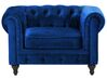 Ensemble canapé et fauteuil en velours bleu cobalt 4 places CHESTERFIELD_721633