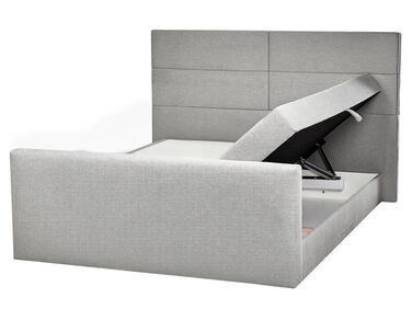 Łóżko kontynentalne z pojemnikami 160 x 200 cm jasnoszare ARISTOCRAT