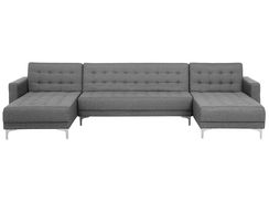 5-istuttava vaaleanharmaa kangasverhoiltu U-kulmavuodesohva ABERDEEN