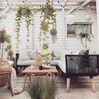 Salon de jardin en bois acacia avec coussin gris ALCAMO_779492