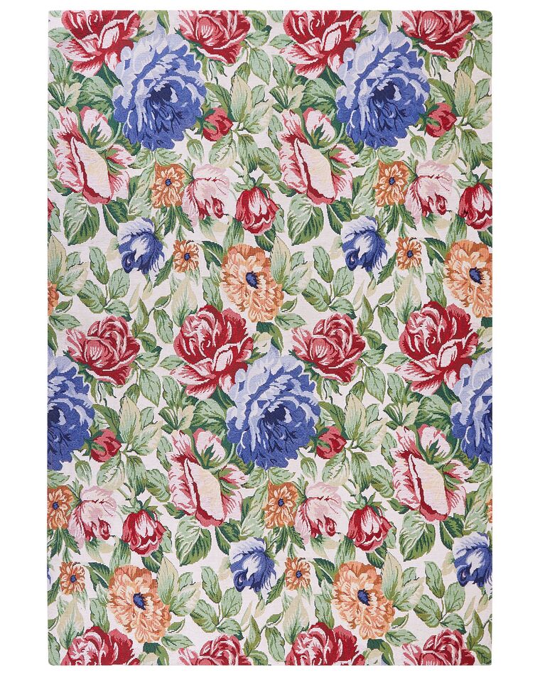 Teppich Baumwolle mehrfarbig 200 x 300 cm Blumenmuster Kurzflor FARWAN_862952