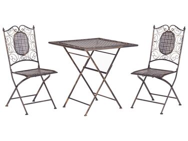Ensemble de terrasse bistrot table avec deux chaises en acier noir BORMIO