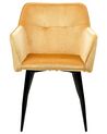 Conjunto de 2 sillas de comedor de terciopelo amarillo mostaza/negro JASMIN_859396