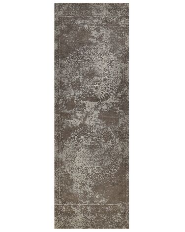 Teppich Baumwolle taupe 60 x 180 cm orientalisches Muster Kurzflor BEYKOZ