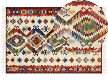 Kelim Teppich Wolle mehrfarbig 160 x 230 cm orientalisches Muster Kurzflor AREVIK