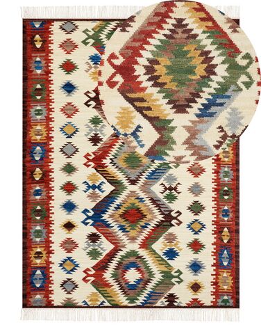Kelim Teppich Wolle mehrfarbig 160 x 230 cm orientalisches Muster Kurzflor AREVIK