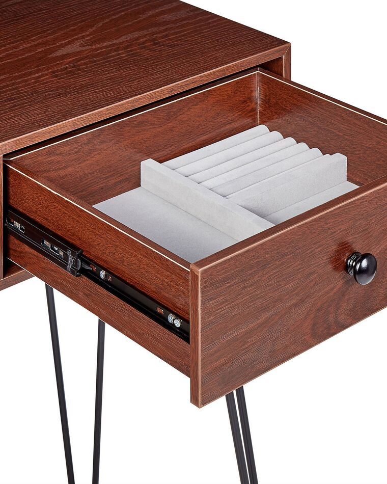 2 Drawers Dressing Table with LED Mirror and Stool Dark Wood and Black