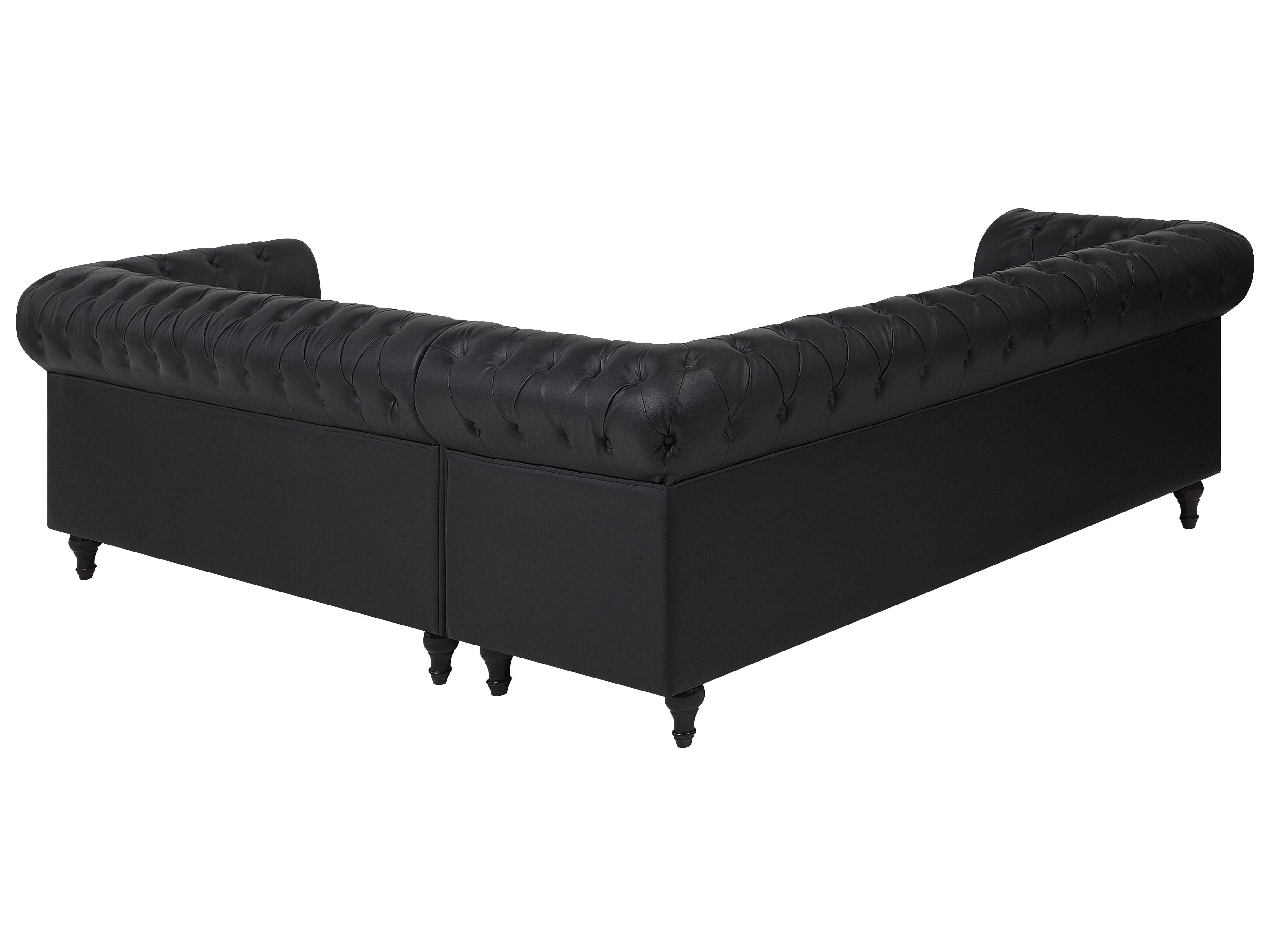 Narożnik ekoskóra prawostronny czarny CHESTERFIELD