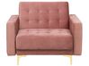 Conjunto de sala de estar 5 plazas de terciopelo rosa/dorado ABERDEEN_750272