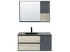 Meuble vasque avec miroir et cabinet 100 cm bois clair et gris TERUEL_821010