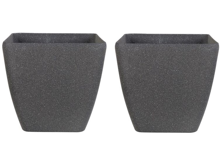 Set di 2 vasi polvere di pietra grigio scuro 42 x 42 x 42 cm ZELI_850549