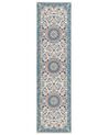 Teppich blau / hellbeige 80 x 300 cm orientalisches Muster Kurzflor GORDES_886635
