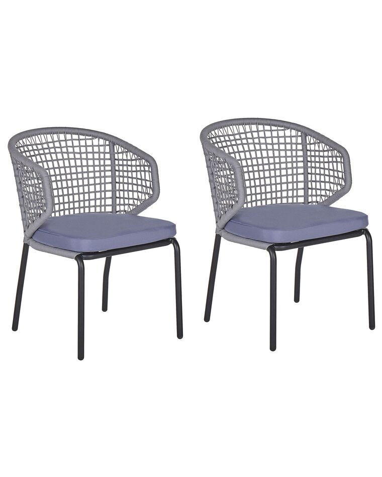 Trädgårdsstol 2 st grå/svart PALMI_808204