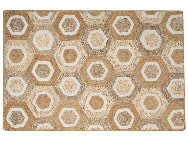 Teppich Jute beige 200 x 300 cm geometrisches Muster Kurzflor BASOREN_886315