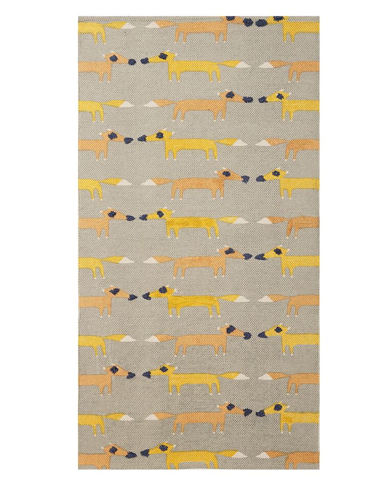 Cotton Kids Rug Fox Print 80 x 150 cm Grey BANKGO | Beliani.co.uk