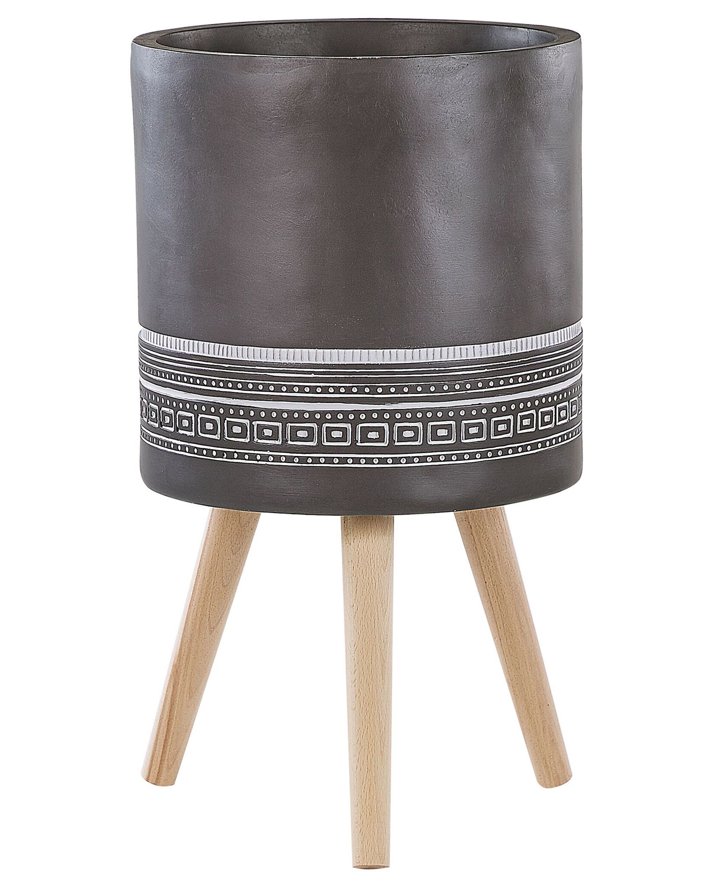 Cache-pot gris avec support en bois 30 x 30 x 95 cm DRIMOS 