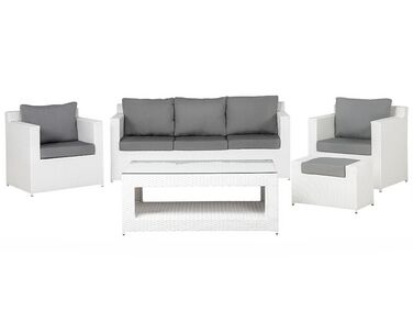 6 Seater PE Rattan Garden Sofa Set White ROMA