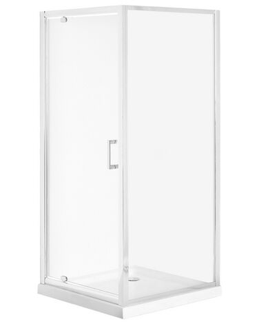 Cabine de duche em alumínio prateado e vidro temperado 90 x 90 x 185 cm DARLI