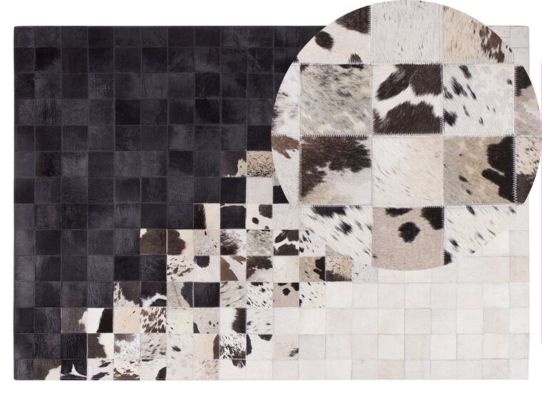 Dywan patchwork skórzany 140 x 200 cm czarno-biały KEMAH_742869