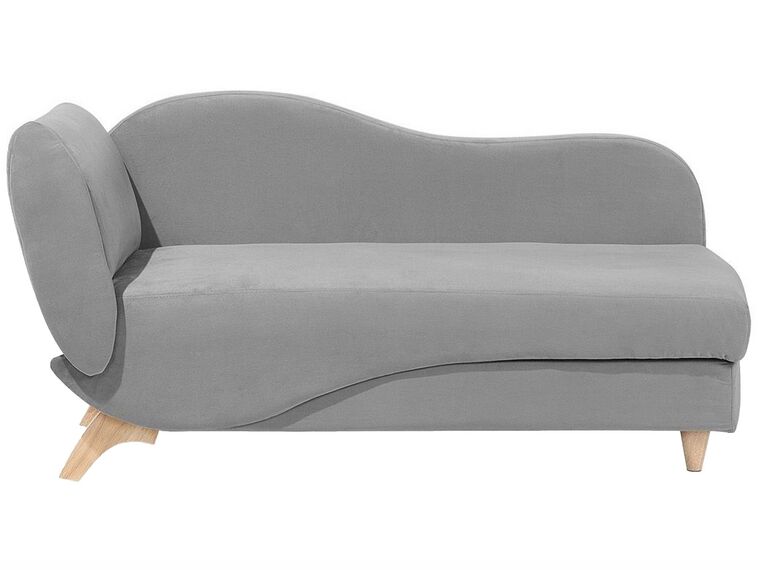 Left Hand Velvet Chaise Lounge with Storage Light Grey MERI Beliani.co.uk