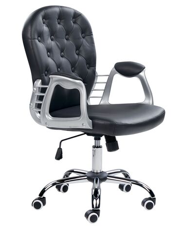 Swivel Faux Leather Office Chair Black PRINCESS