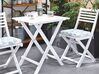 Table et 2 chaises de jardin blanches en bois avec coussins bleus FIJI _764243