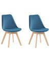 Lot de 2 chaises en velours bleu DAKOTA II_767890
