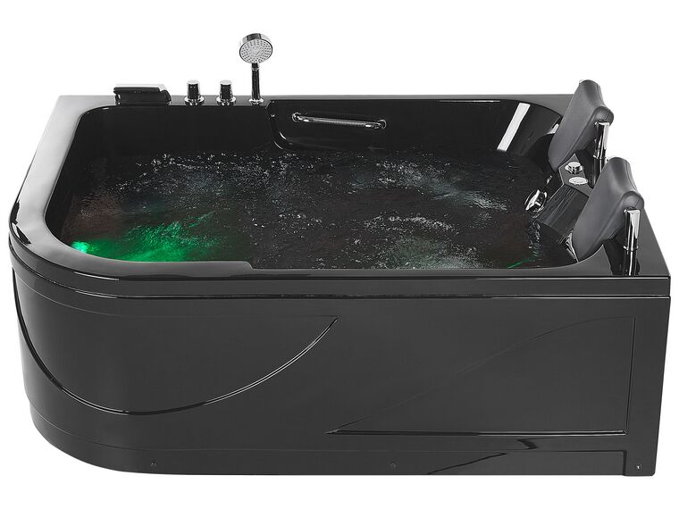 Vasca da bagno idromassaggio angolare nera sinistra con LED 170 x 119 cm BAYAMO_821075