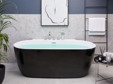 Frittstående badekar med armatur svart 170 x 80 cm ROTSO