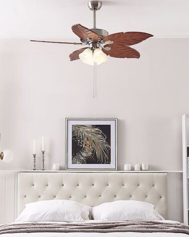 Ceiling Fan with Light Silver with Light Wood GILA