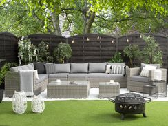 Harmaa 8-istuttava ulkosohvaryhmä PE-rottingista XXL Harmaa 8-istuttava ulkosohvaryhmä PE-rottingista XXL